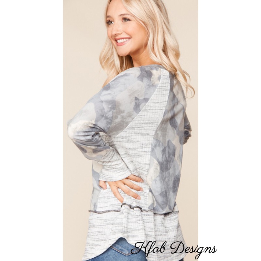 ❤️LAST 1! French Terry Soft Two Tone Camo Top! - Picture 6 of 8